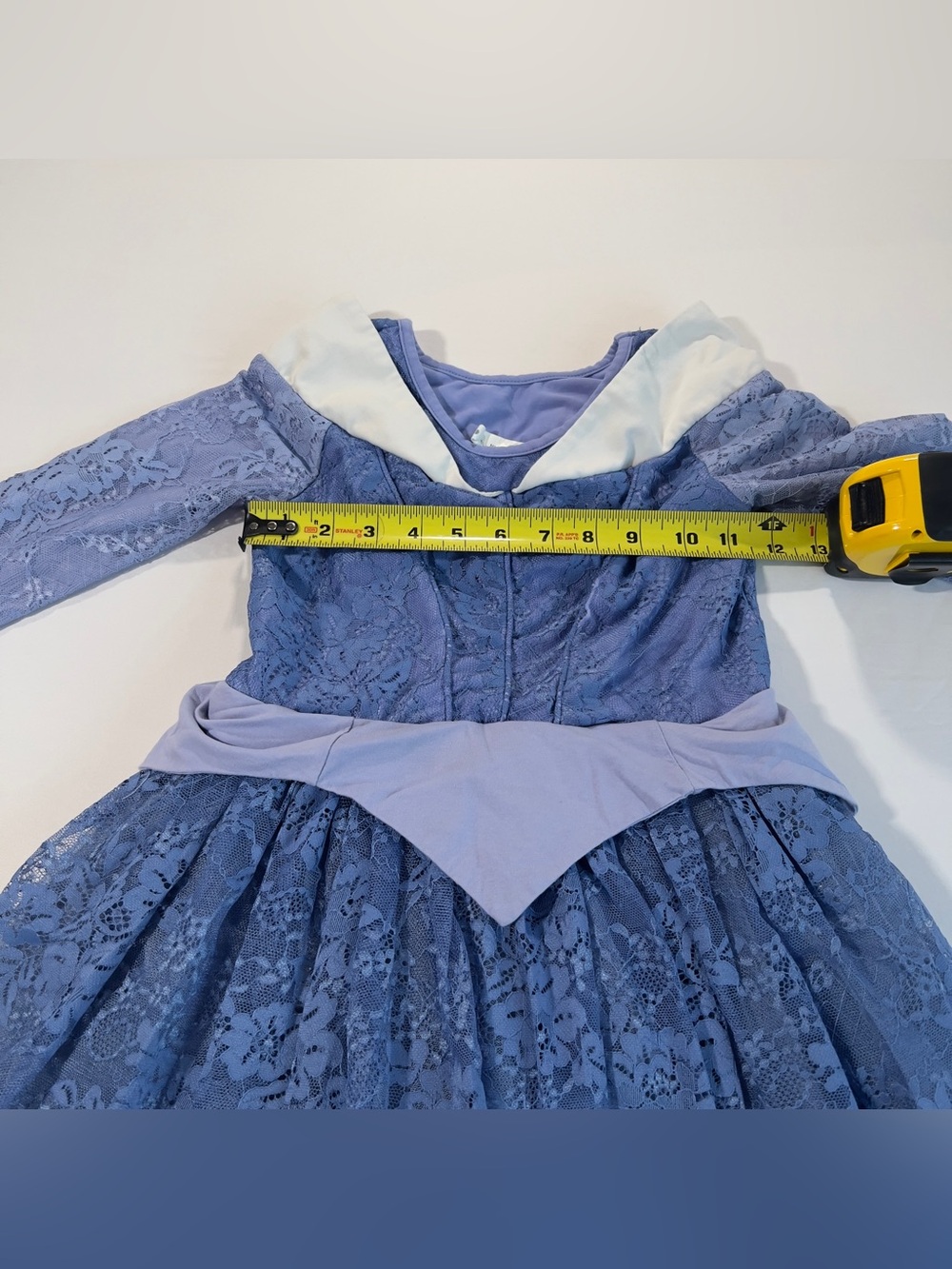 Girls Blue Lace Formal Dress with White Collar - Picture 3 of 6